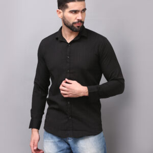 Men’s Regular Fit Popcorn Fabric Solid Shirt