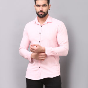 Men’s Regular Fit Popcorn Fabric Solid Shirt