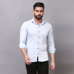 Men’s Regular Fit Popcorn Fabric Solid Shirt