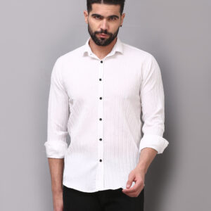 Men’s Regular Fit Popcorn Fabric Solid Shirt